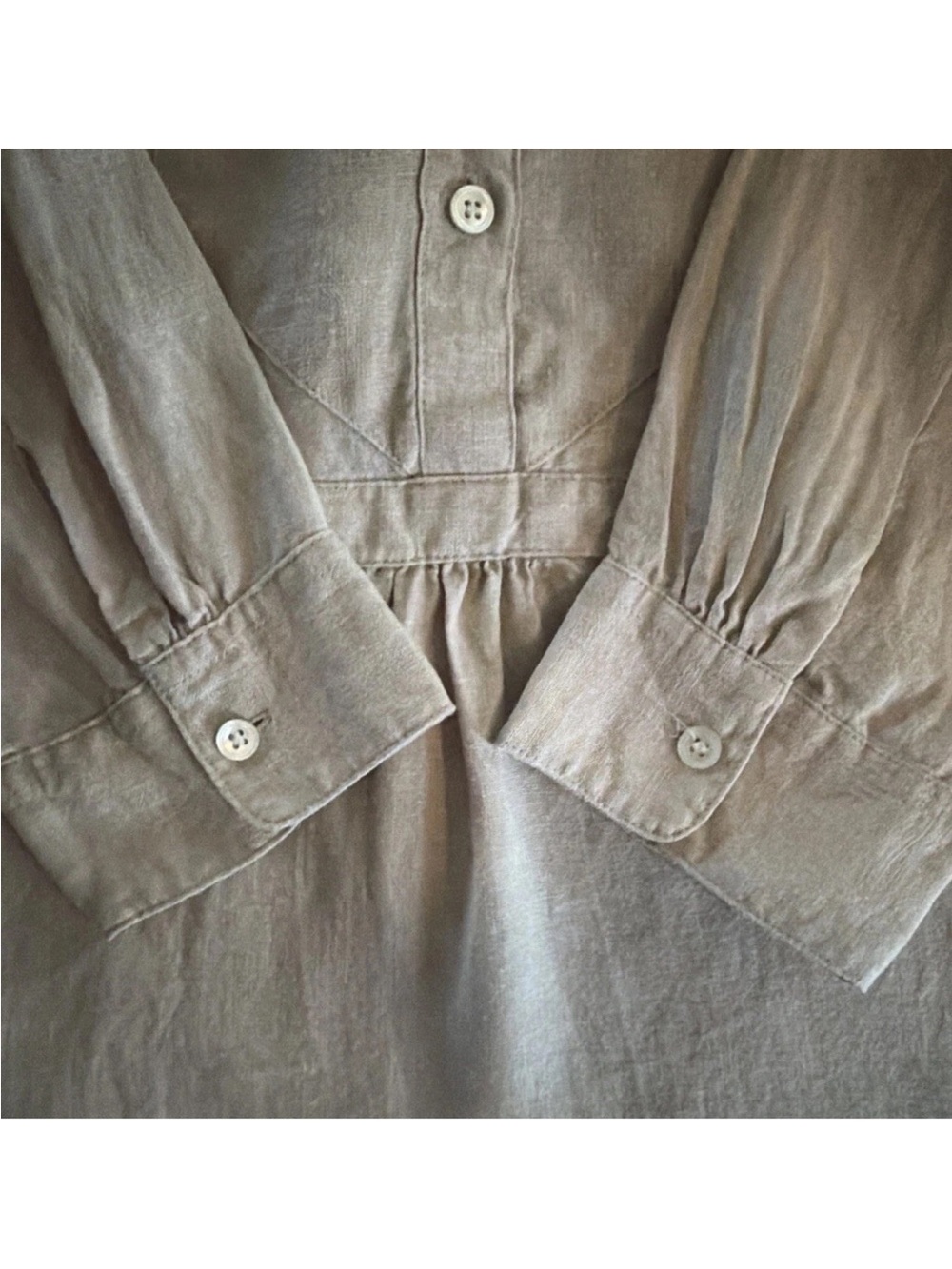 J.Crew Baird McNutt Irish Linen Long Sleeve Popover Top In Oatmeal Sz 8 Neutral - Picture 8 of 11
